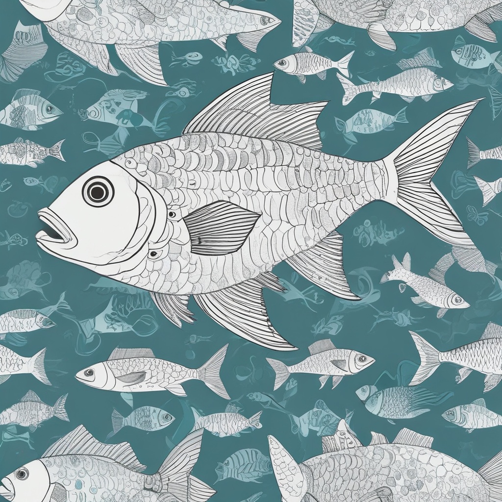 Handwritten fish illustration as hero background